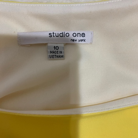 Chic Color Block Midi Dress in Yellow and White - Picture 3 of 11